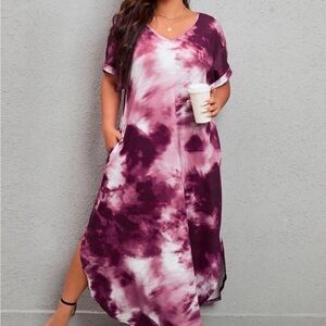SHEIN Purple Tie-Dye Maxi Dress